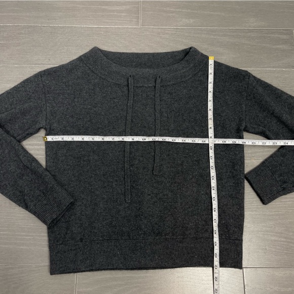 Minnie Rose 100% Cashmere Boat Neck Sweater with Drawstring F72113C21 Gray M - Picture 12 of 14